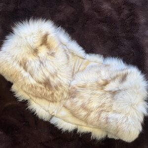 White fox fur stole, shawl, vest, scarf, wrap